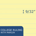 Roaring Spring WIDE Landscape Format Writing Pad, Unpunched with Standard Back, Medium/College Rule, 40 Canary-Yellow 11 x 9.5 Sheets (74501)