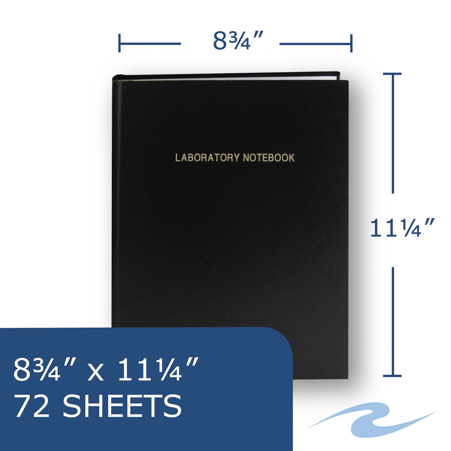 Roaring Spring Lab Research Notebook, Quadrille Rule (5 sq/in), Black Cover, (72) 11.25 x 8.75 Sheets (77160)