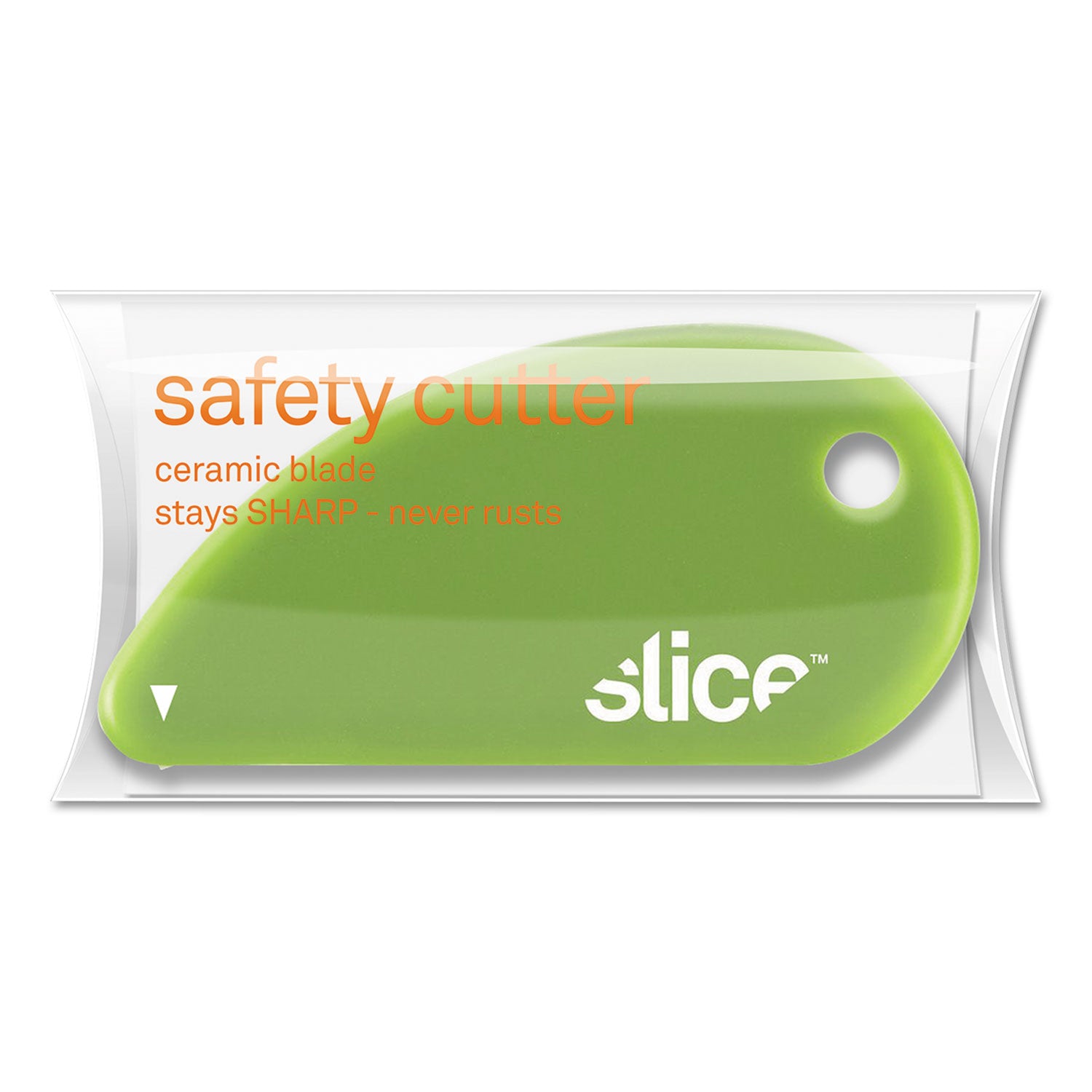 slice Safety Cutters, Fixed, Non Replaceable Micro Safety Blade, 0.1" Ceramic Blade, 2.4" Plastic Handle, Green (00200)