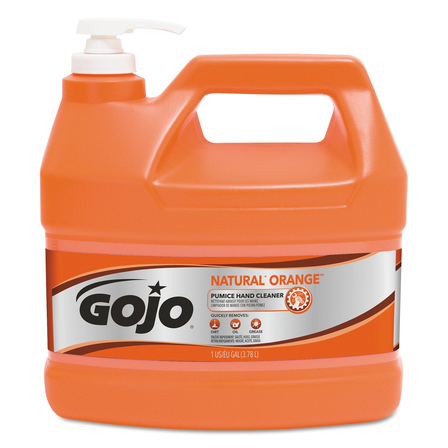 GOJO NATURAL ORANGE Pumice Hand Cleaner, Citrus Scent, 1 gal Bottle (095504EA)