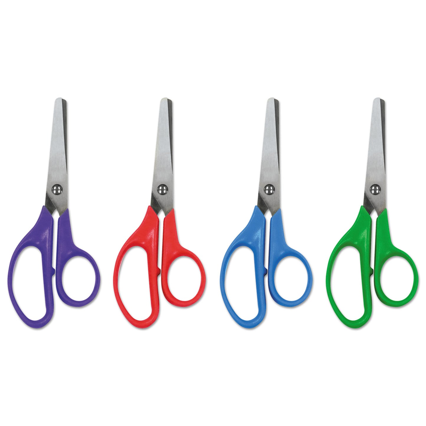 Universal Kids' Scissors, Rounded Tip, 5" Long, 1.75" Cut Length, Straight Assorted Color Handles, 12/Pack (92023)