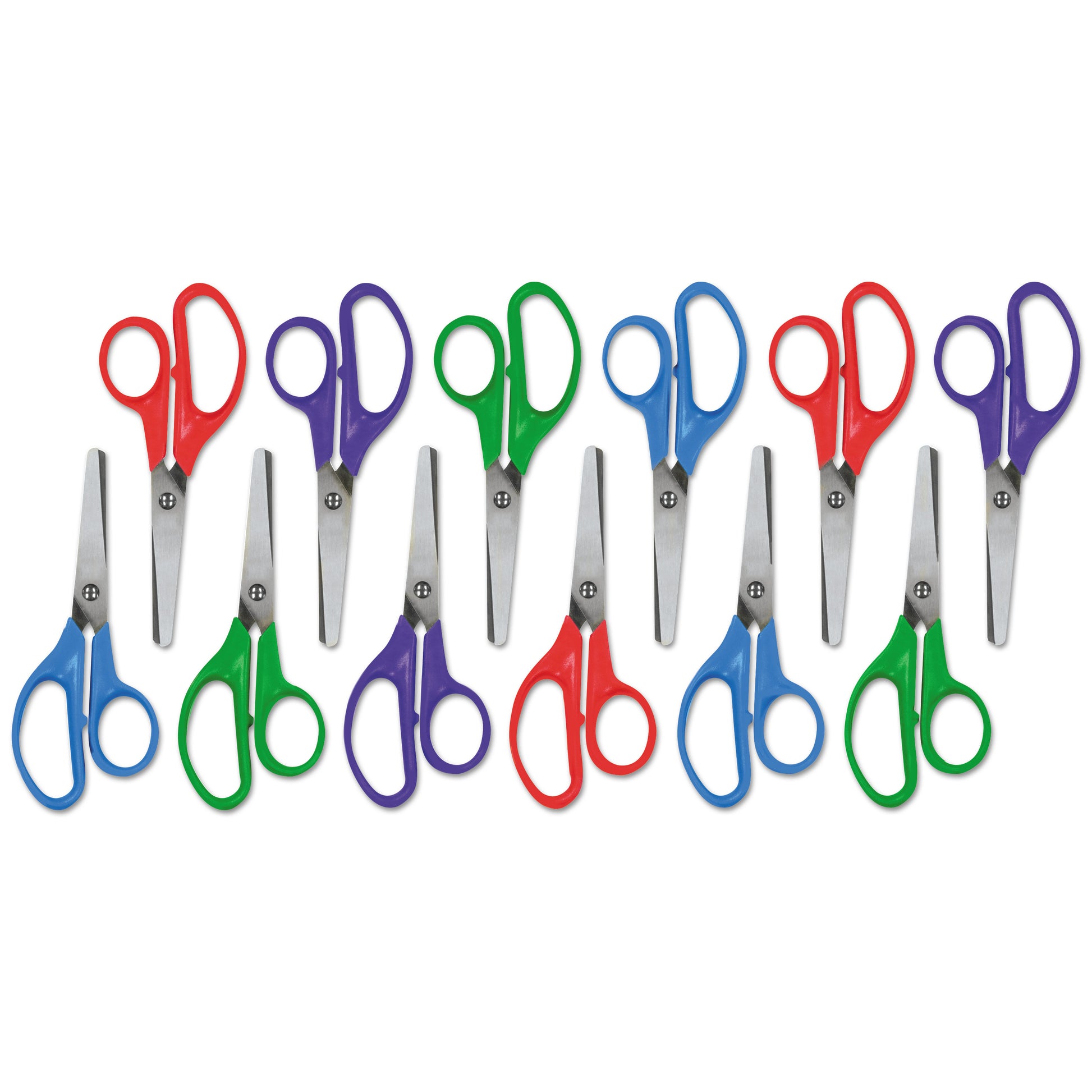 Universal Kids' Scissors, Rounded Tip, 5" Long, 1.75" Cut Length, Straight Assorted Color Handles, 12/Pack (92023)