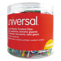 Universal Plastic-Coated Paper Clips with One-Compartment Dispenser Tub, Jumbo, Assorted Colors, 250/Pack (95000)