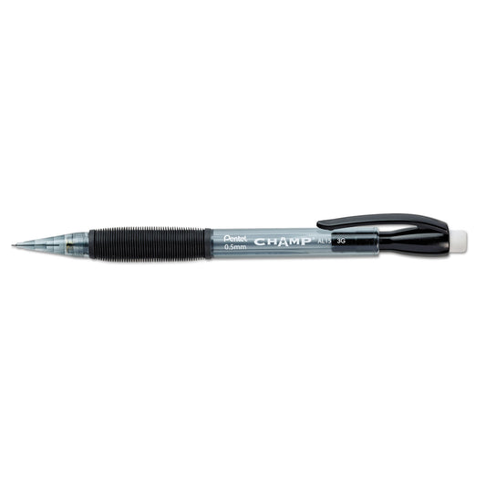 Pentel Champ Mechanical Pencil Value Pack, 0.5 mm, HB (#2), Black Lead, Clear/Black Barrel, 24/Pack (AL15ASW2)