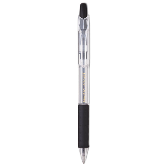 Pentel R.S.V.P. RT Ballpoint Pen, Retractable, Medium 1 mm, Black Ink, Clear Barrel, Dozen (BK93A)