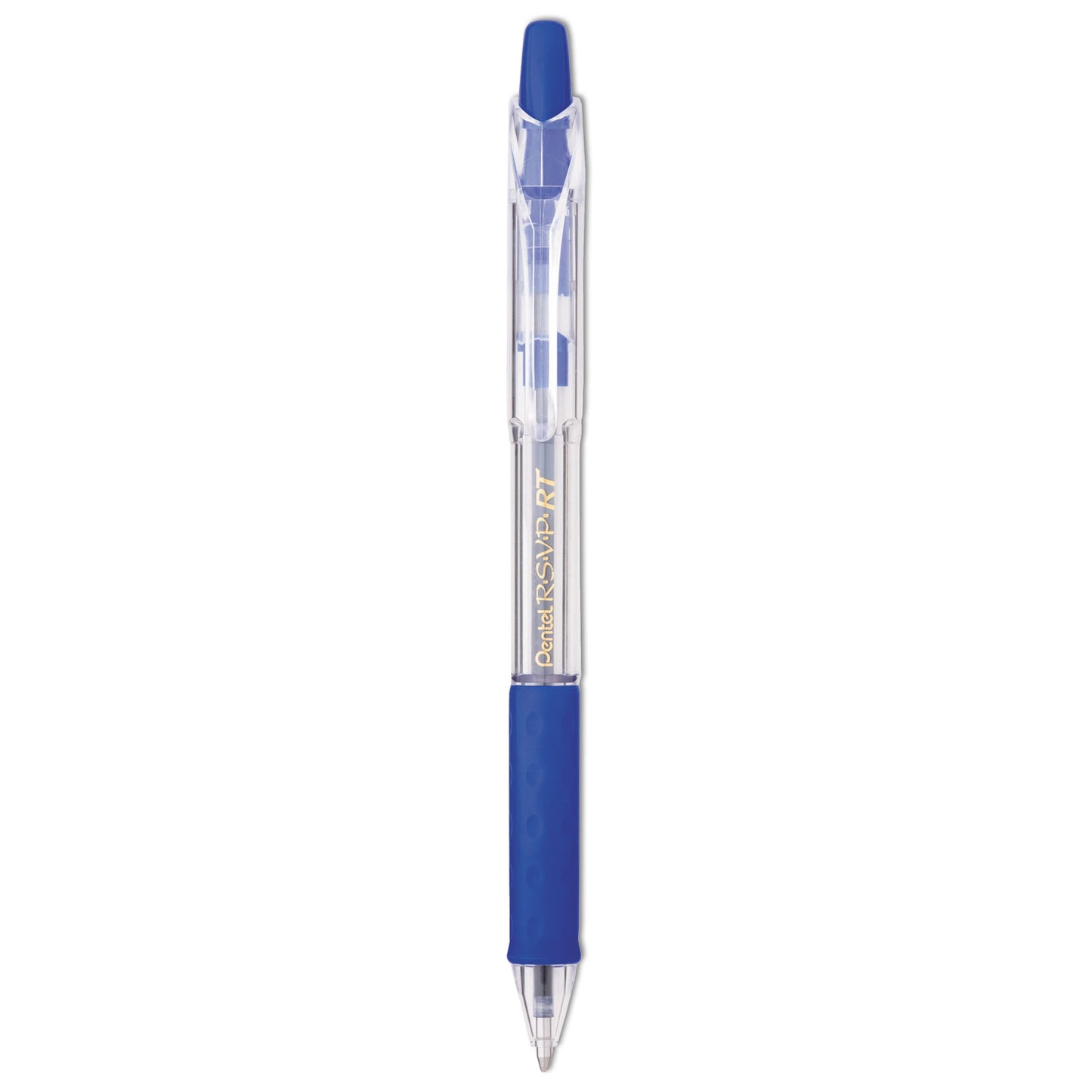 Pentel R.S.V.P. RT Ballpoint Pen, Retractable, Medium 1 mm, Blue Ink, Clear Barrel, Dozen (BK93C)