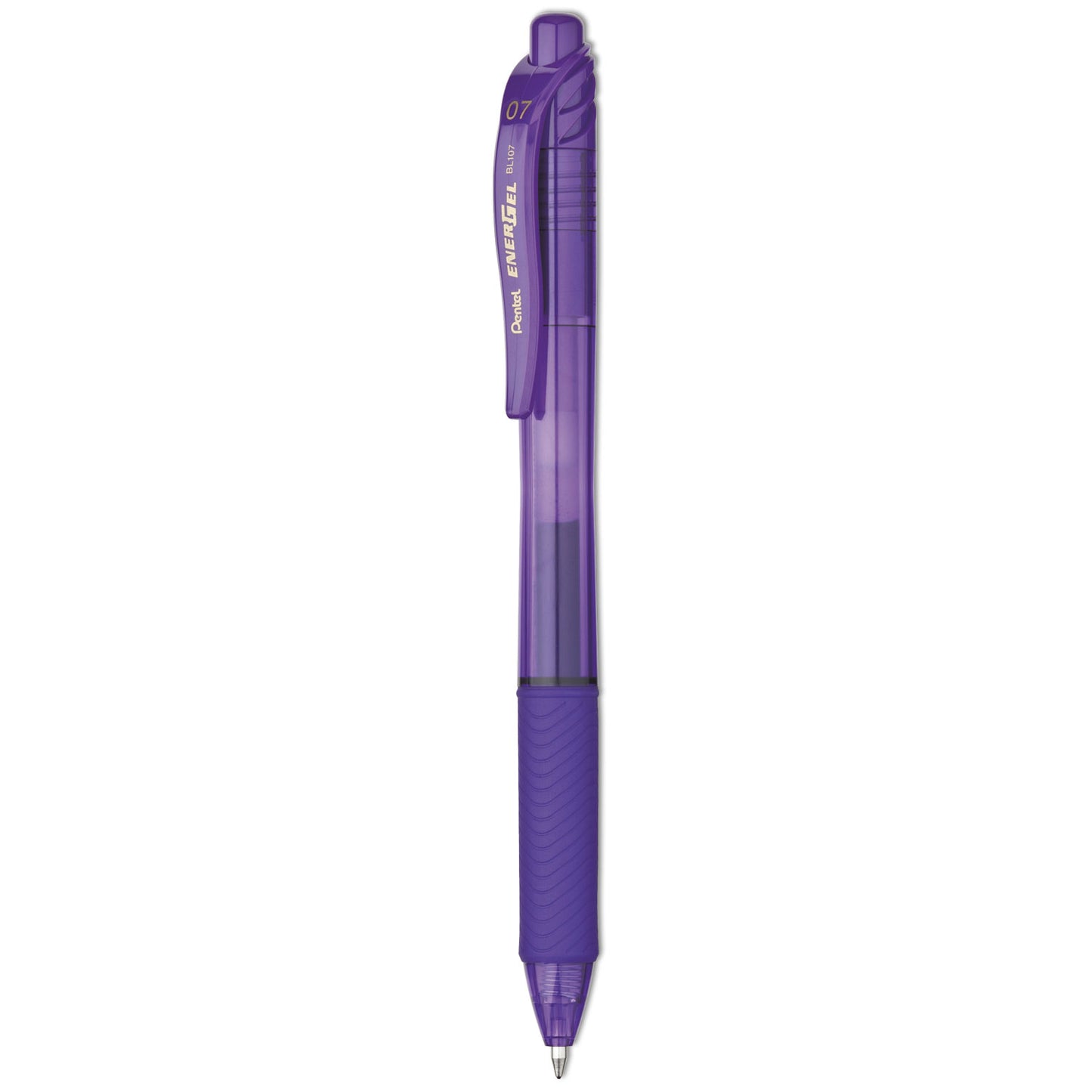 Pentel EnerGel-X Gel Pen, Retractable, Medium 0.7 mm, Violet Ink, Translucent Violet/Violet Barrel, Dozen (BL107V)