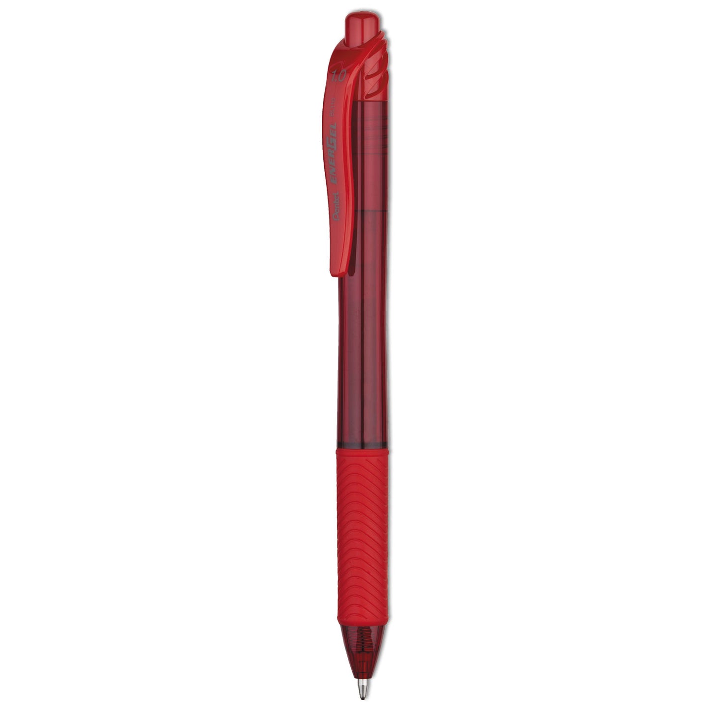 Pentel EnerGel-X Gel Pen, Retractable, Bold 1 mm, Red Ink, Translucent Red/Red Barrel, Dozen (BL110B)