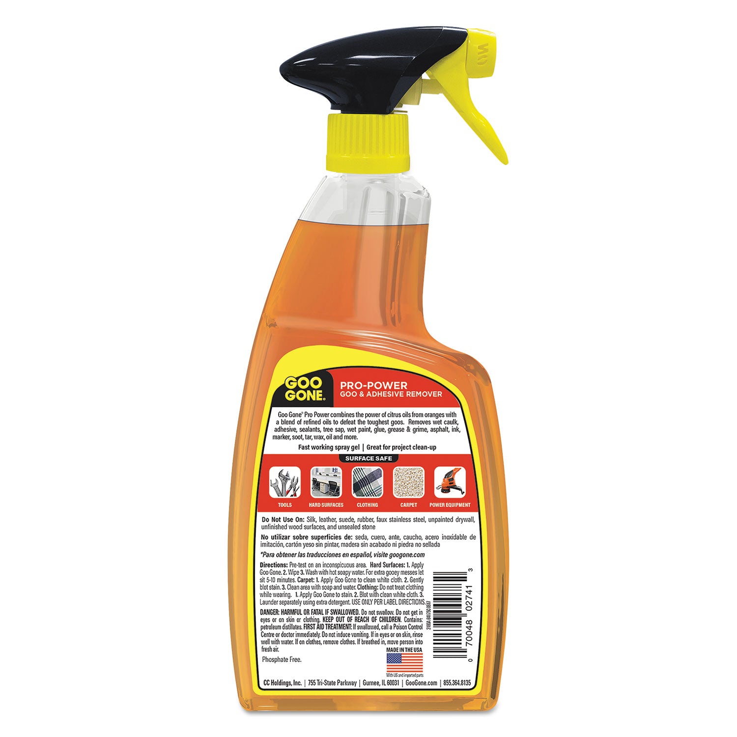 Goo Gone Pro-Power Cleaner, Citrus Scent, 24 oz Spray Bottle, 4/Carton (2180A)