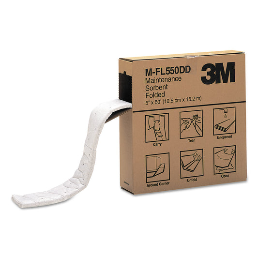 3M High-Capacity Maintenance Folded Sorbent, 10.5 gal, 5" x 50 ft (MFL550DD)