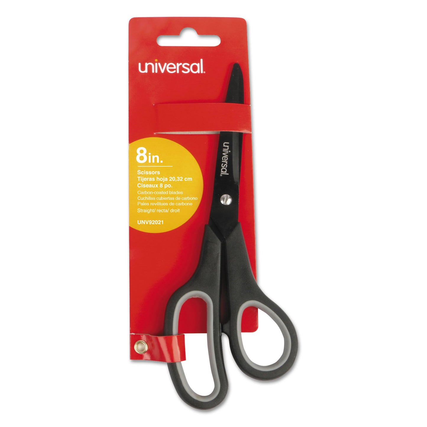 Universal Industrial Carbon Blade Scissors, 8" Long, 3.5" Cut Length, Offset Black/Gray Handle (92021)