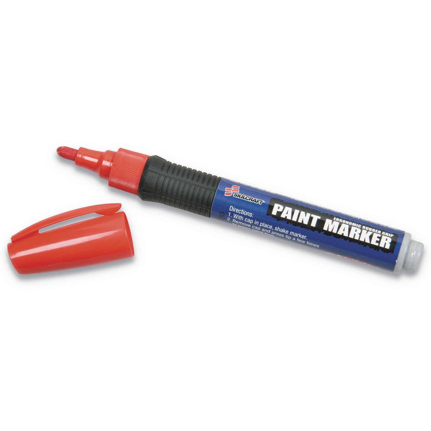 AbilityOne 7520015889100, SKILCRAFT Paint Marker, Medium Bullet Tip, Red, 6/Pack