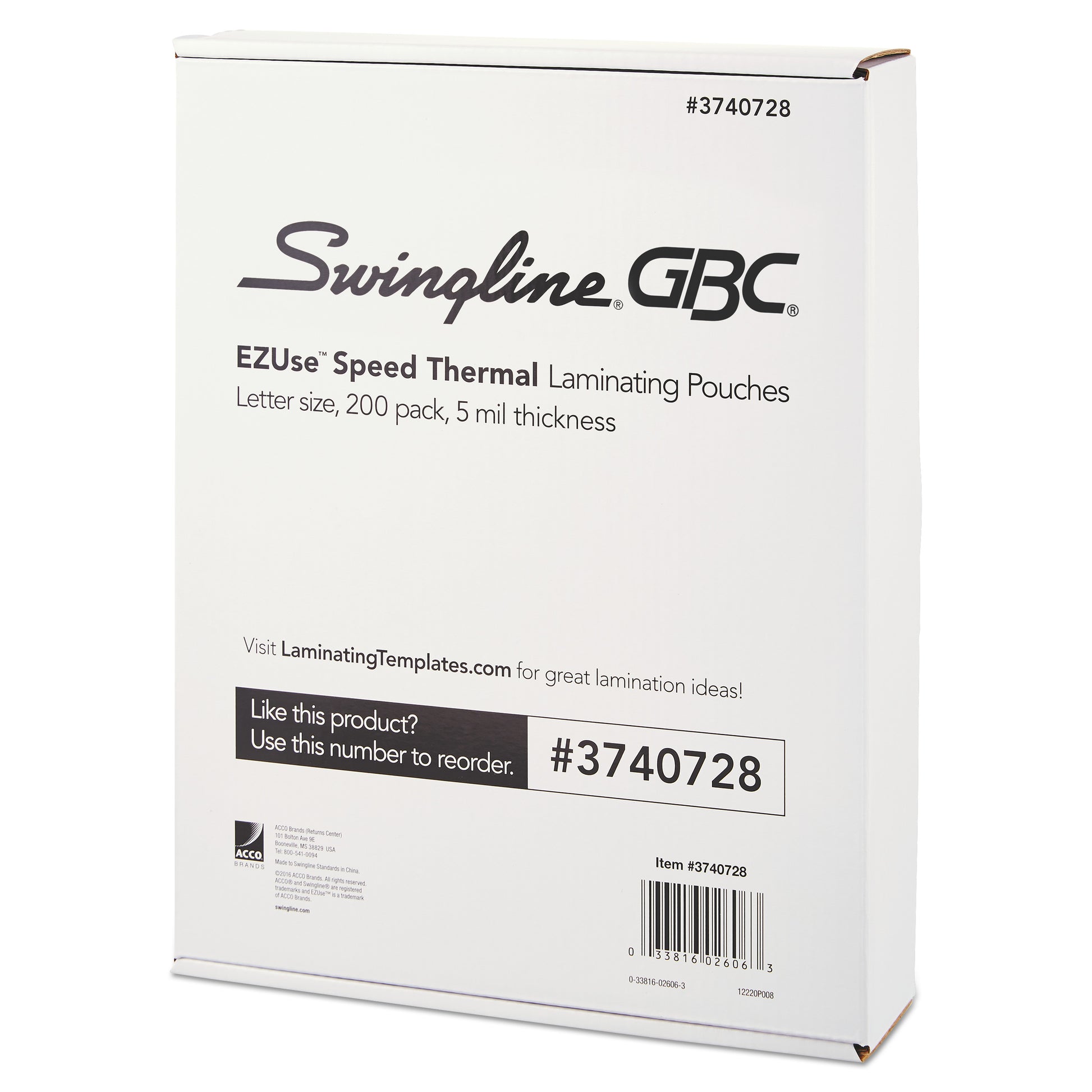 GBC EZUse Thermal Laminating Pouches, 5 mil, 9" x 11.5", Gloss Clear, 200/Pack (3740728)