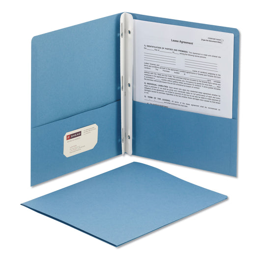 Smead 2-Pocket Folder with Tang Fastener, 0.5" Capacity, 11 x 8.5, Blue, 25/Box (88052)