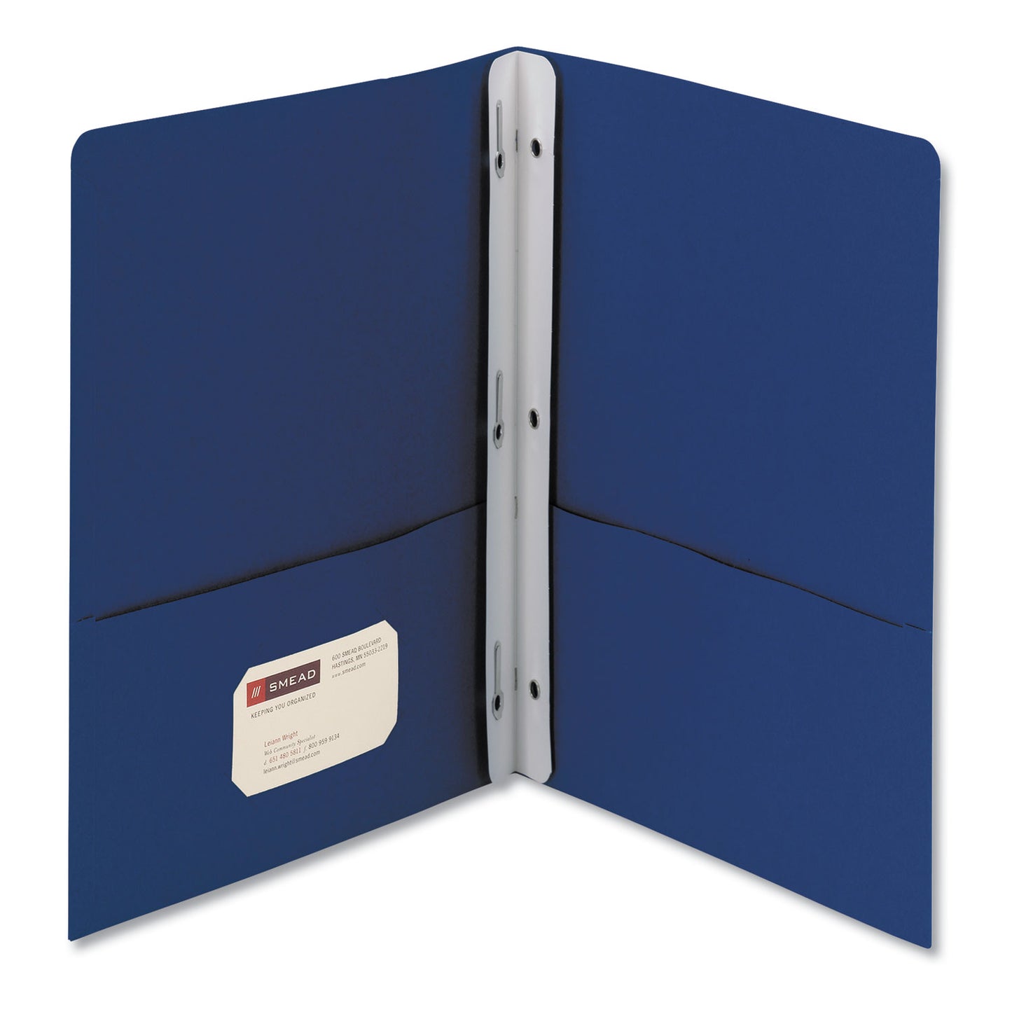 Smead 2-Pocket Folder with Tang Fastener, 0.5" Capacity, 11 x 8.5, Dark Blue, 25/Box (88054)