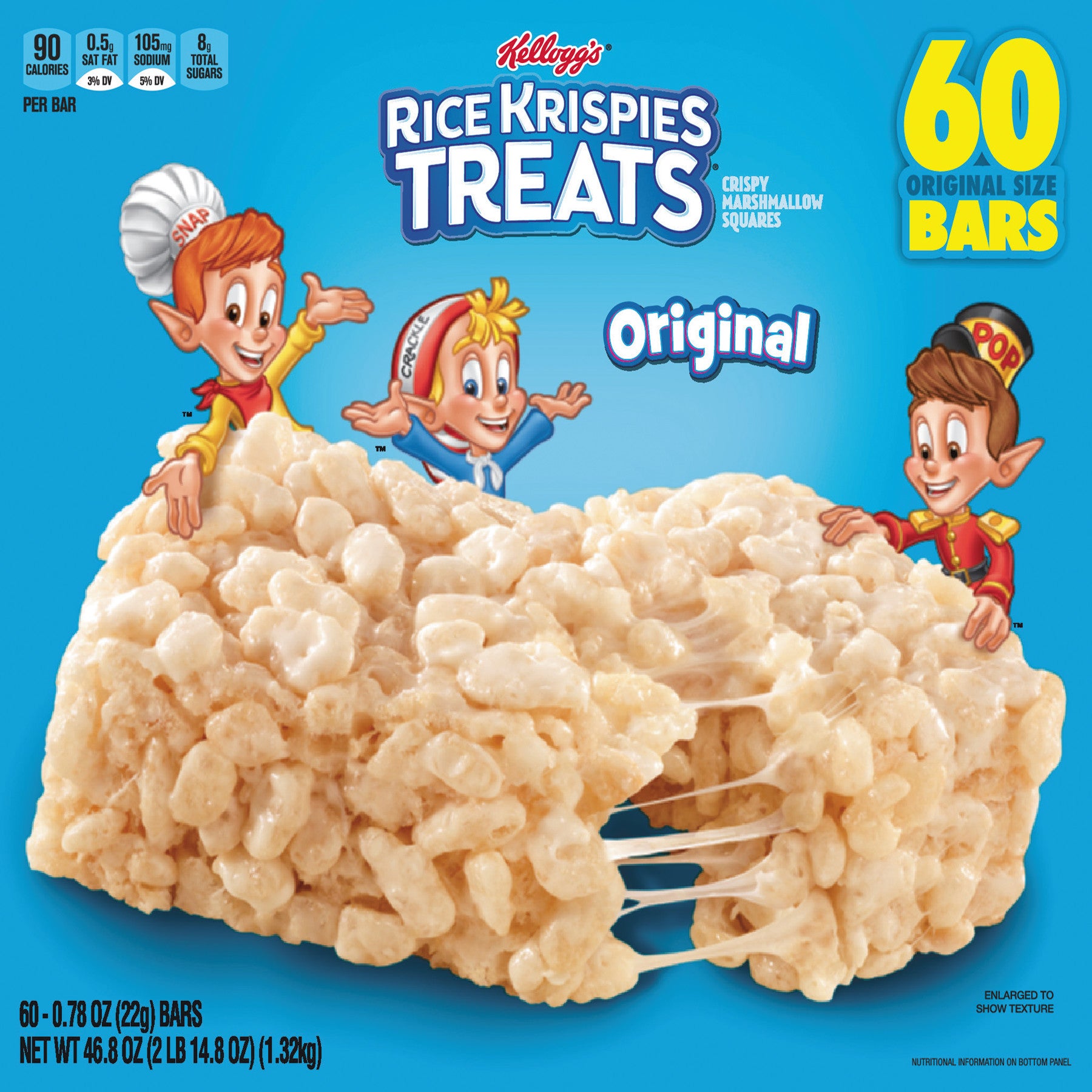 s Rice Krispies Treats, Original Marshmallow, 0.78 oz Pack, 60/Carton (17120)