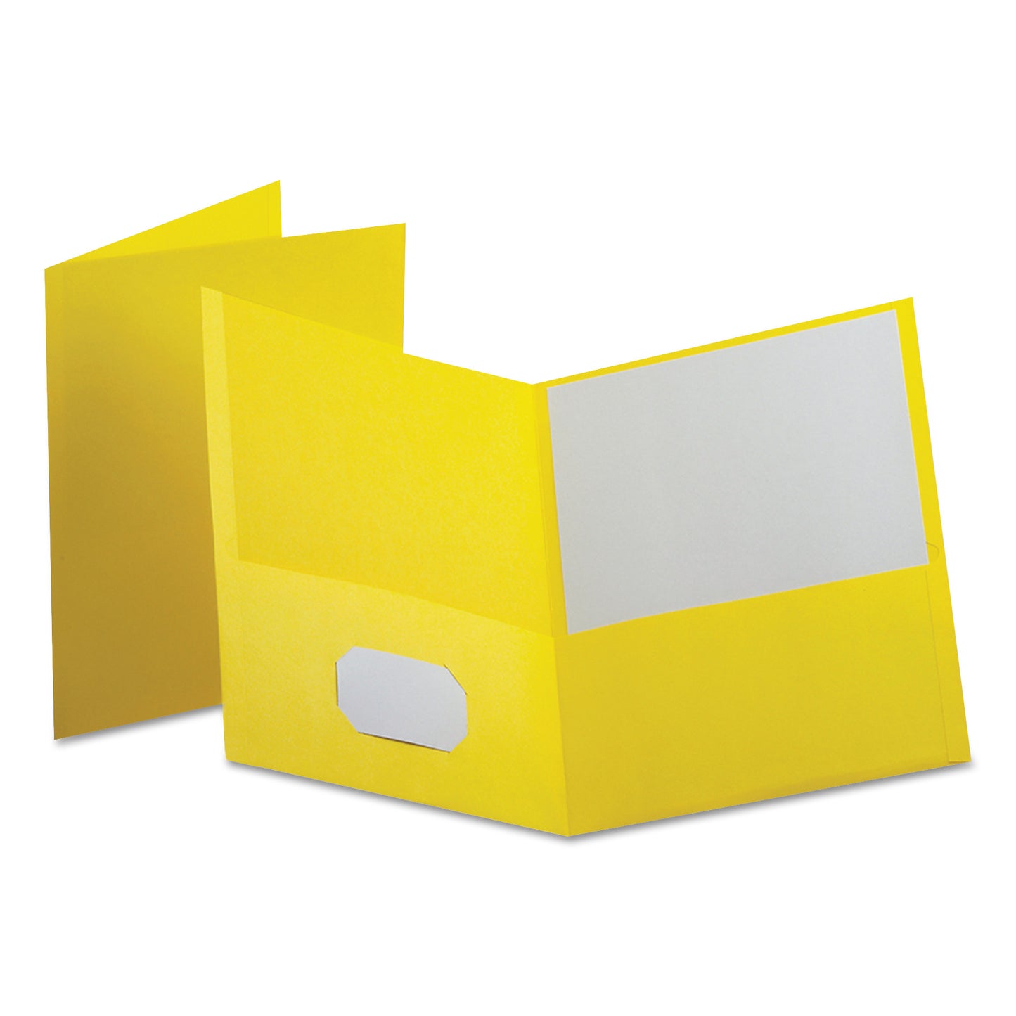 Oxford Leatherette Two Pocket Portfolio, 8.5 x 11, Yellow/Yellow, 10/Pack (57579EE)