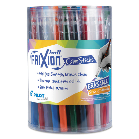 Pilot FriXion ColorSticks Erasable Gel Pen, Stick, Fine 0.7 mm, Ten Assorted Ink and Barrel Colors, 36/Pack (58005)