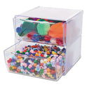 Deflecto Stackable Cube Organizer, 2 Compartments, 2 Drawers, Plastic, 6 x 7.2 x 6, Clear (350101)