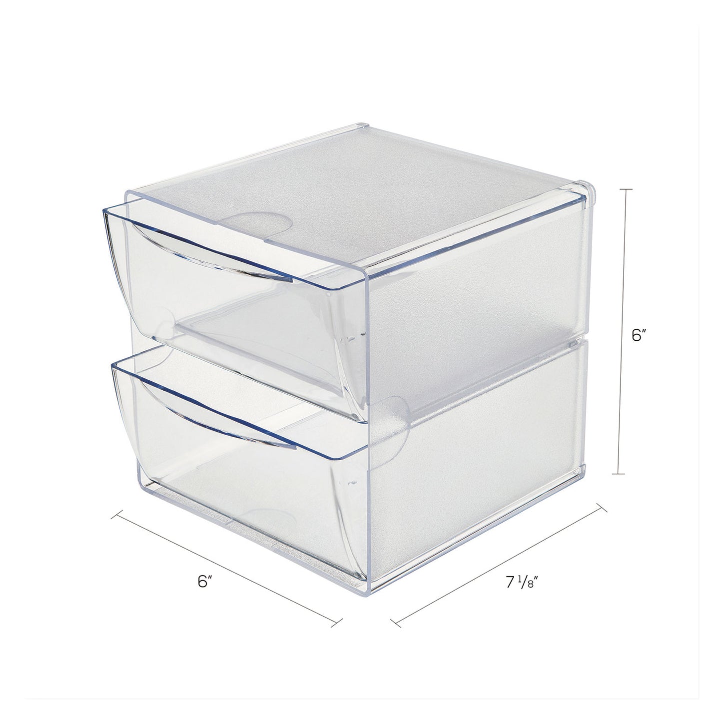 Deflecto Stackable Cube Organizer, 2 Compartments, 2 Drawers, Plastic, 6 x 7.2 x 6, Clear (350101)