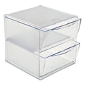 Deflecto Stackable Cube Organizer, 2 Compartments, 2 Drawers, Plastic, 6 x 7.2 x 6, Clear (350101)