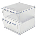 Deflecto Stackable Cube Organizer, 2 Compartments, 2 Drawers, Plastic, 6 x 7.2 x 6, Clear (350101)