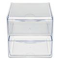 Deflecto Stackable Cube Organizer, 2 Compartments, 2 Drawers, Plastic, 6 x 7.2 x 6, Clear (350101)