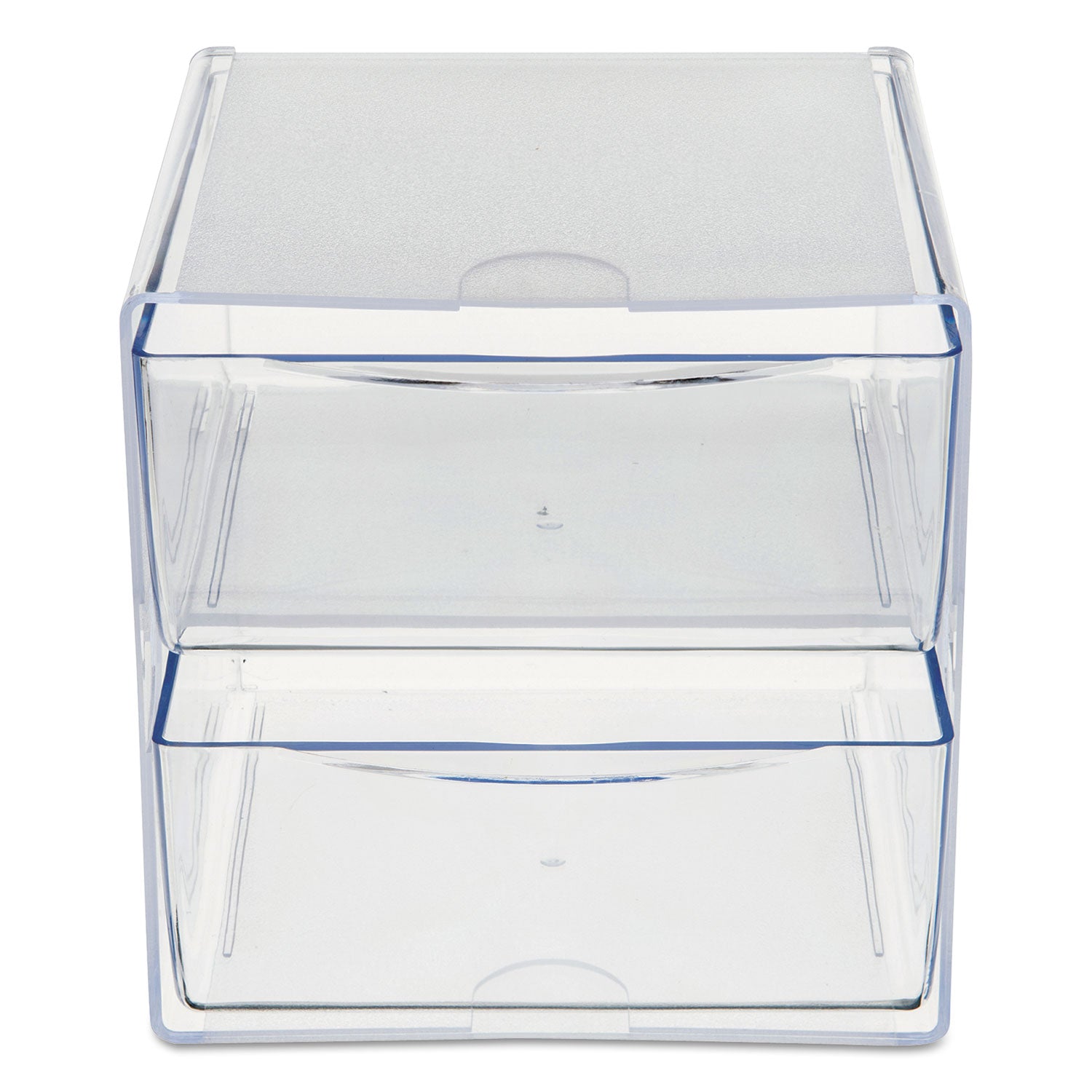 Deflecto Stackable Cube Organizer, 2 Compartments, 2 Drawers, Plastic, 6 x 7.2 x 6, Clear (350101)