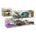 Deflecto Stackable Cube Organizer, 2 Compartments, 2 Drawers, Plastic, 6 x 7.2 x 6, Clear (350101)