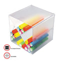 Deflecto Stackable Cube Organizer, X Divider, 4 Compartments, Plastic, 6 x 7.2 x 6, Clear (350201)