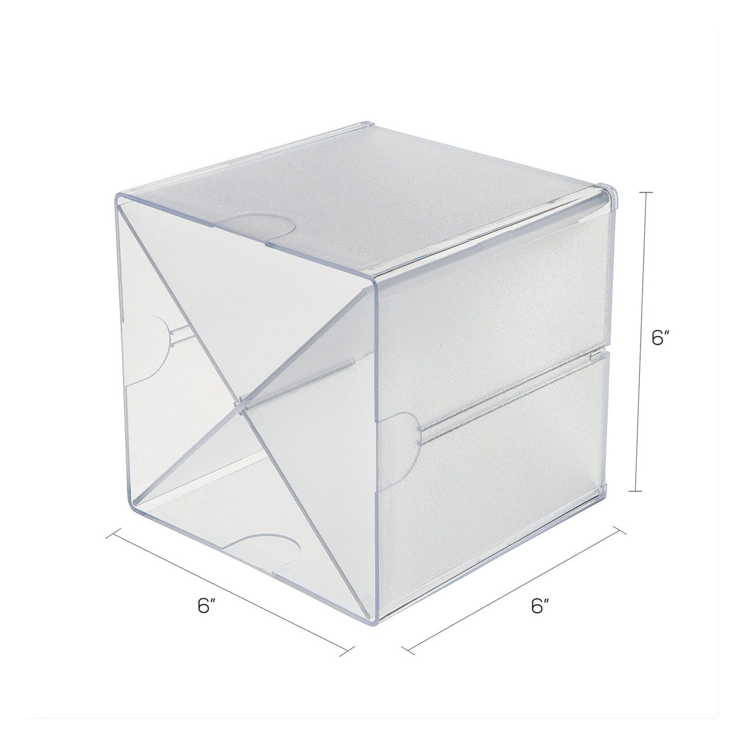 Deflecto Stackable Cube Organizer, X Divider, 4 Compartments, Plastic, 6 x 7.2 x 6, Clear (350201)