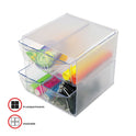 Deflecto Stackable Cube Organizer, 4 Compartments, 4 Drawers, Plastic, 6 x 7.2 x 6, Clear (350301)