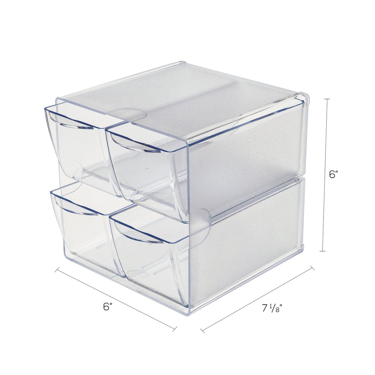 Deflecto Stackable Cube Organizer, 4 Compartments, 4 Drawers, Plastic, 6 x 7.2 x 6, Clear (350301)