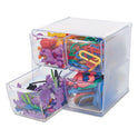 Deflecto Stackable Cube Organizer, 4 Compartments, 4 Drawers, Plastic, 6 x 7.2 x 6, Clear (350301)