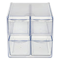 Deflecto Stackable Cube Organizer, 4 Compartments, 4 Drawers, Plastic, 6 x 7.2 x 6, Clear (350301)