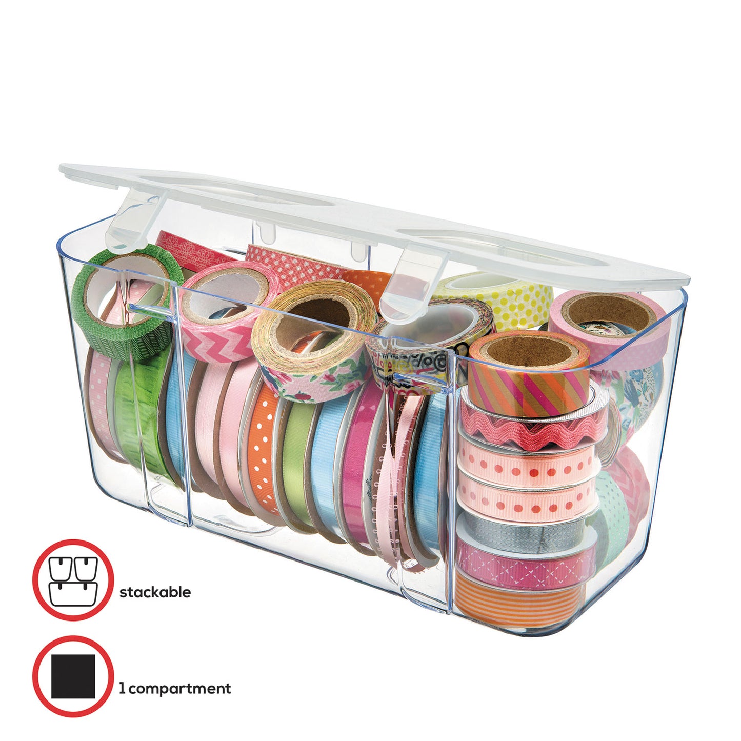 Deflecto Stackable Caddy Organizer, Medium, Plastic, 8.8 x 4 x 4.38, White (29201CR)