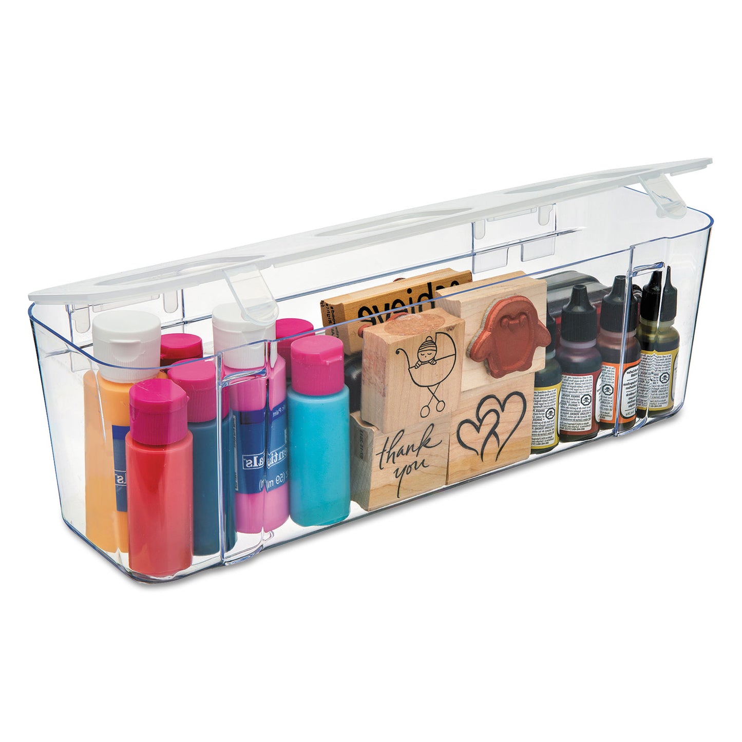 Deflecto Stackable Caddy Organizer, Large, Plastic, 13.24 x 4 x 4.38, White (29301CR)