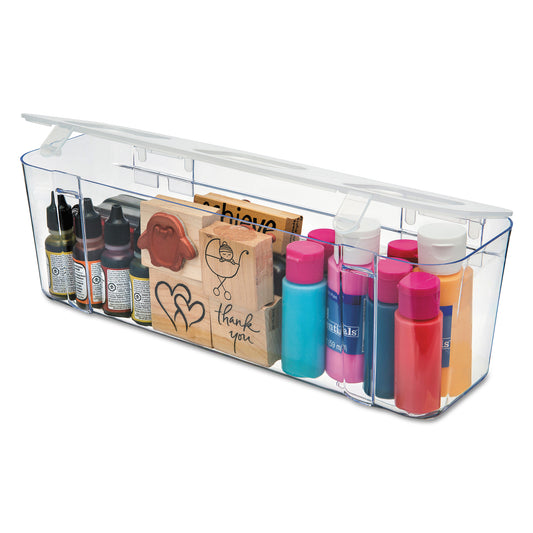 Deflecto Stackable Caddy Organizer, Large, Plastic, 13.24 x 4 x 4.38, White (29301CR)