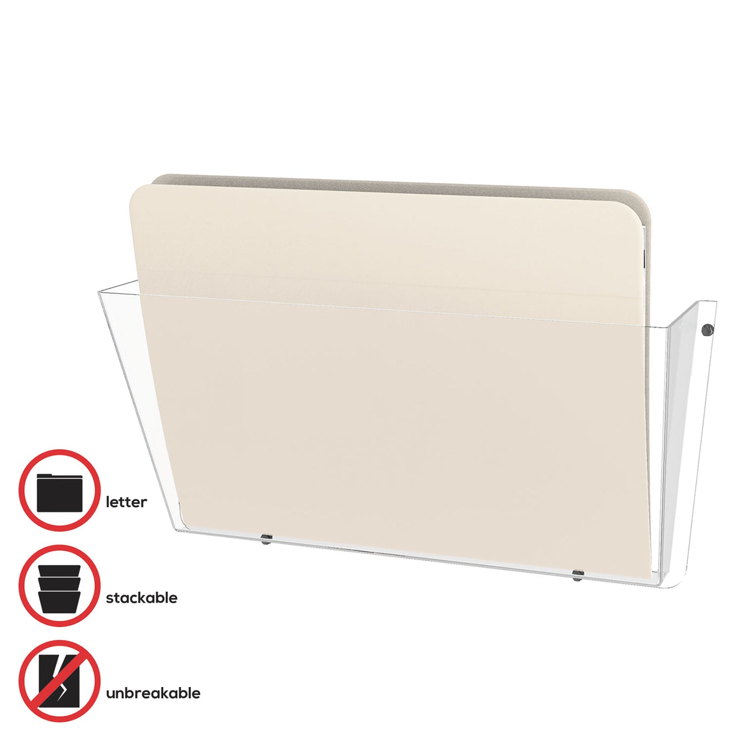 Deflecto Unbreakable DocuPocket Wall File, Letter Size, 14.5" x 3" x 6.5", Clear (63201)