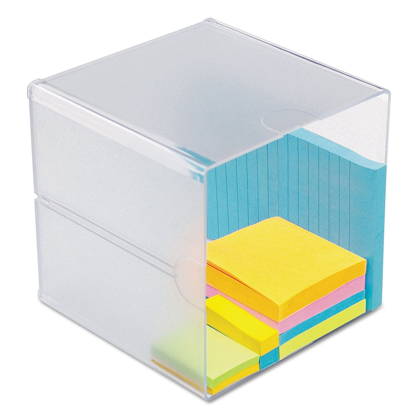 Deflecto Stackable Cube Organizer, 1 Compartment, 6 x 6 x 6, Plastic, Clear (350401)