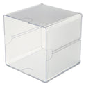 Deflecto Stackable Cube Organizer, 1 Compartment, 6 x 6 x 6, Plastic, Clear (350401)