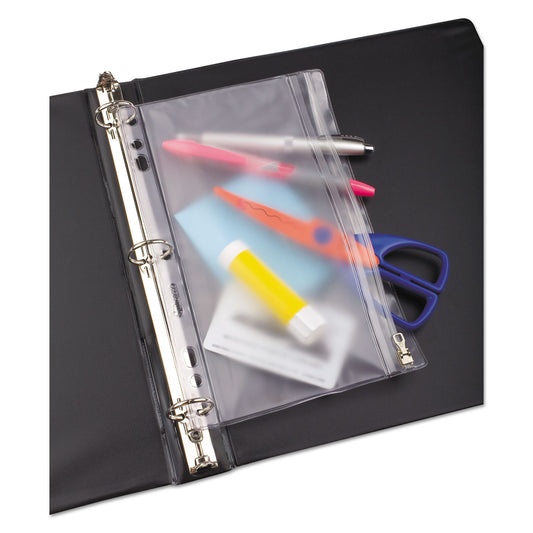 Oxford Zippered Ring Binder Pocket, 6 x 9.5, Clear (68599)