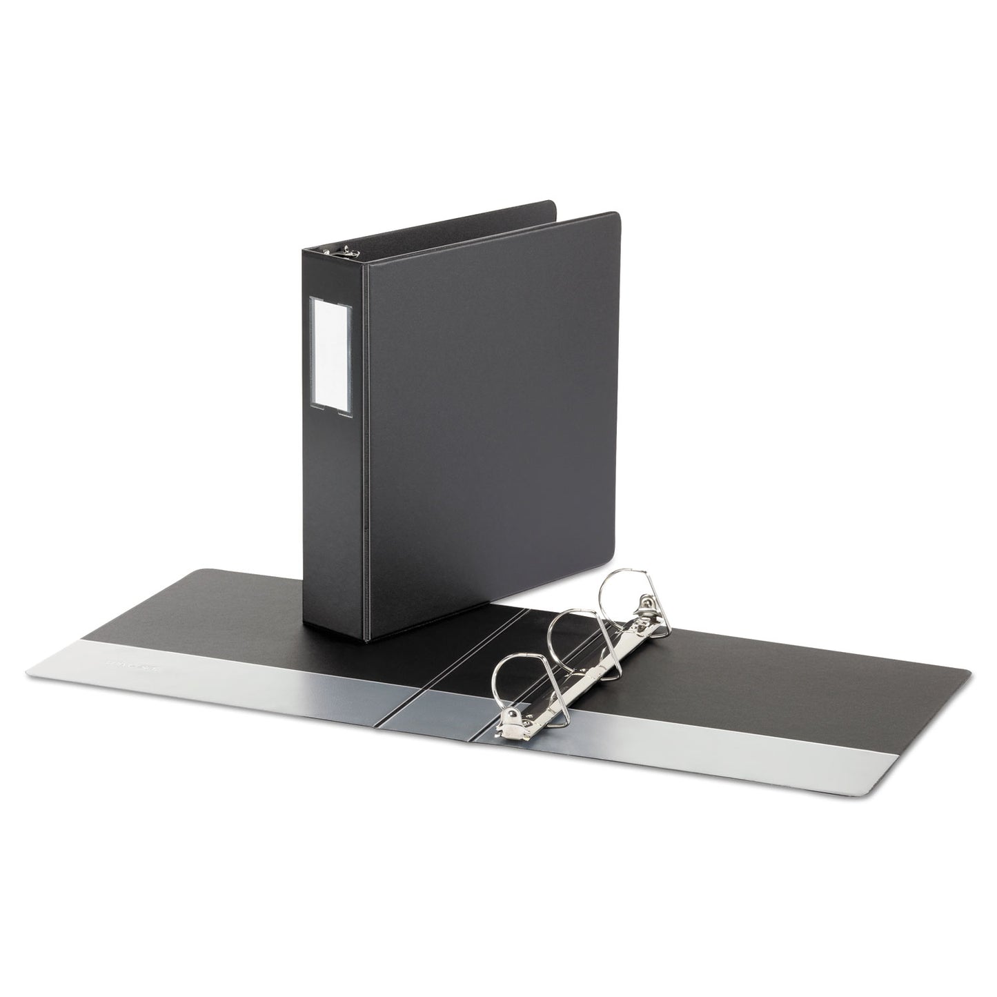 Universal Deluxe Non-View D-Ring Binder with Label Holder, 3 Rings, 2" Capacity, 11 x 8.5, Black (20781)
