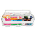 Deflecto Stackable Caddy Organizer with S, M and L Containers, Plastic, 10.5 x 14 x 6.5, White Caddy/Clear Containers (29003)