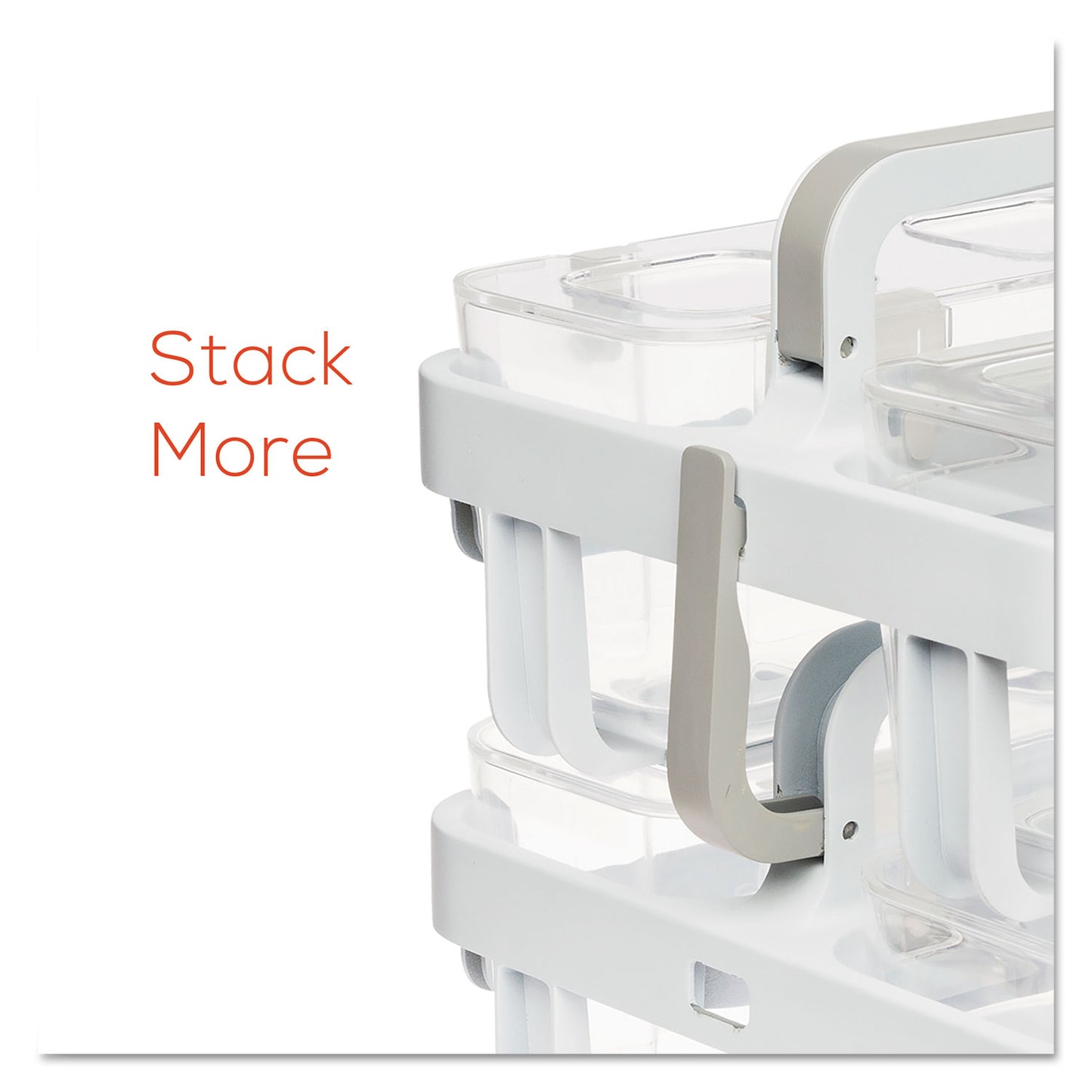 Deflecto Stackable Caddy Organizer with S, M and L Containers, Plastic, 10.5 x 14 x 6.5, White Caddy/Clear Containers (29003)