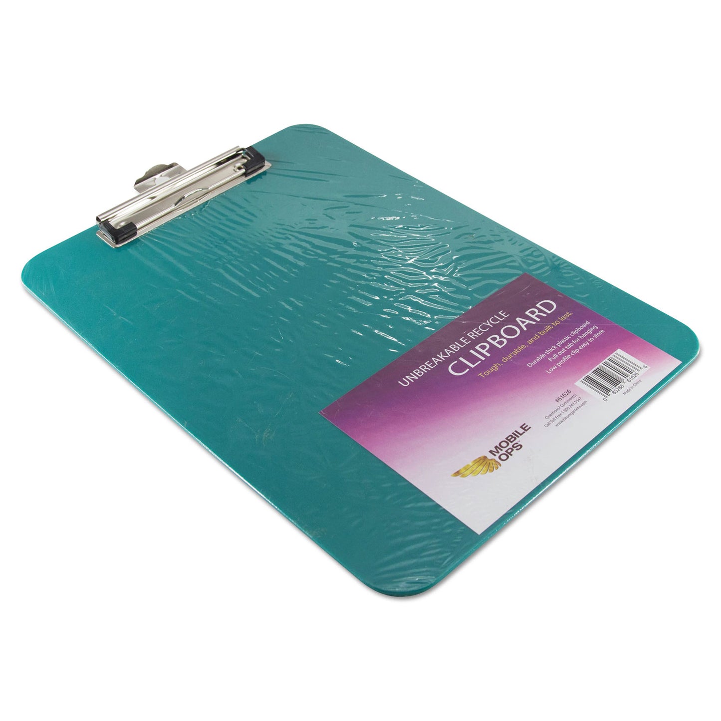 Mobile OPS Unbreakable Recycled Clipboard, 0.25" Clip Capacity, Holds 8.5 x 11 Sheets, Green (61626)