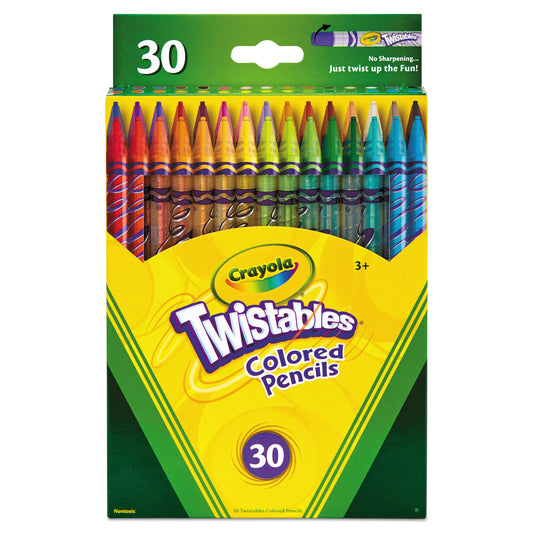 Crayola Twistables Colored Pencils, 2 mm, 2B, Assorted Lead and Barrel Colors, 30/Pack (687409)