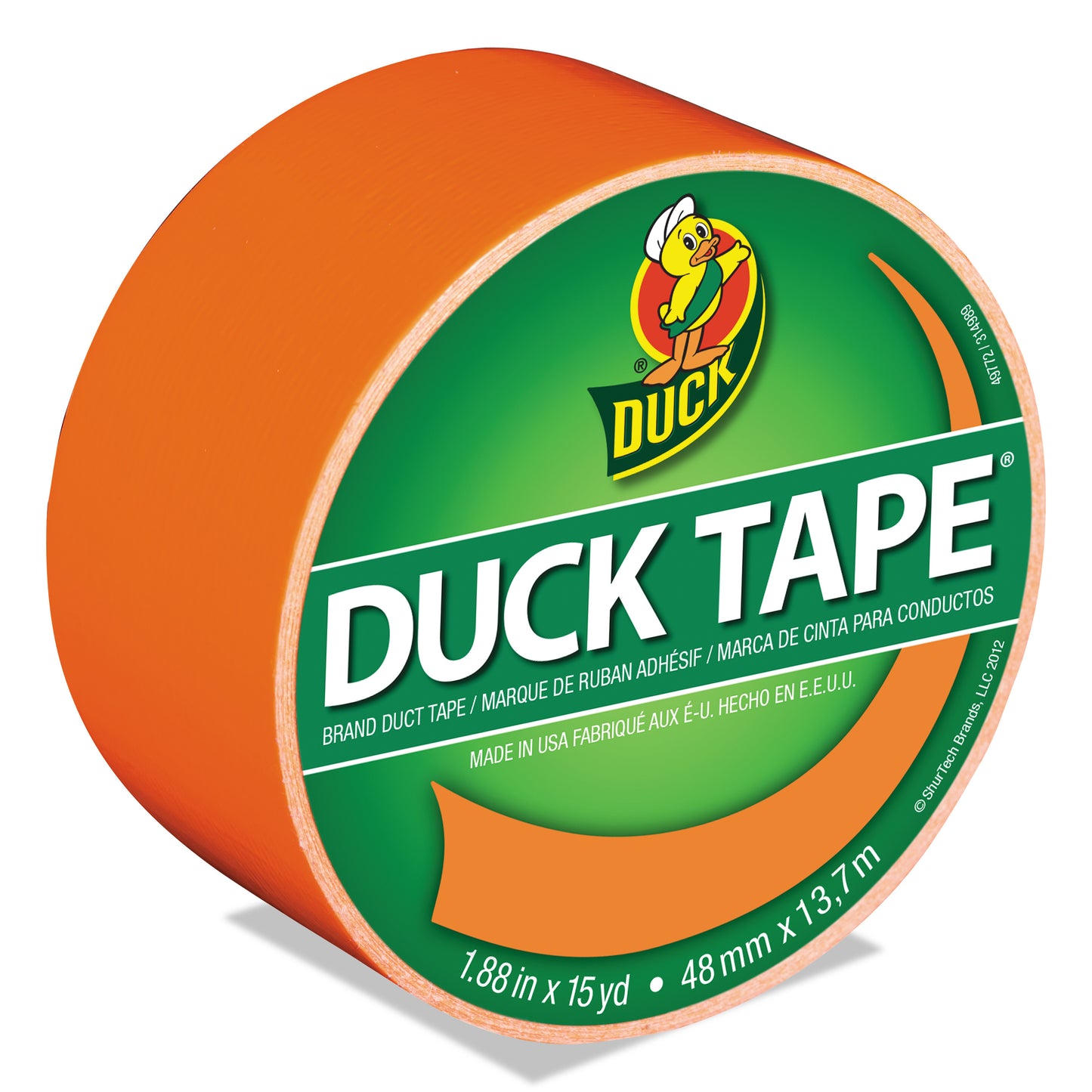 Duck Colored Duct Tape, 3" Core, 1.88" x 15 yds, Neon Orange (1265019)