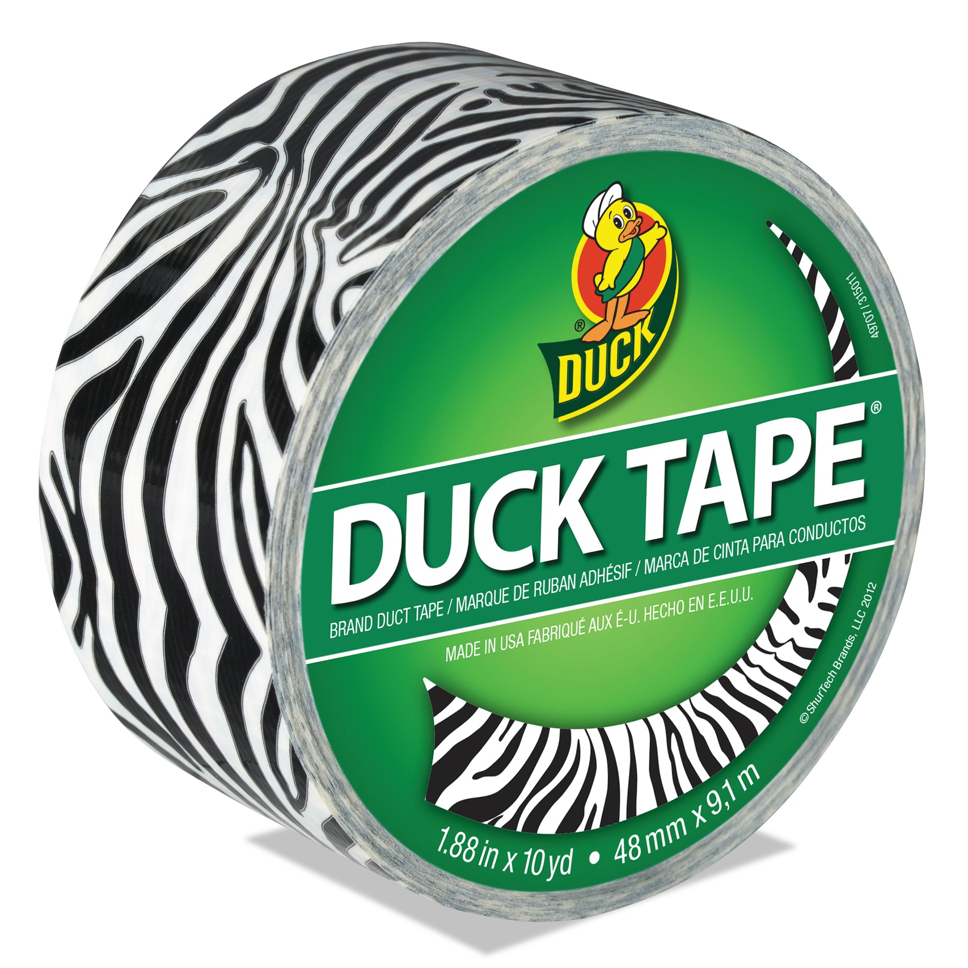 Duck Colored Duct Tape, 3" Core, 1.88" x 10 yds, Black/White Zebra (1398132)