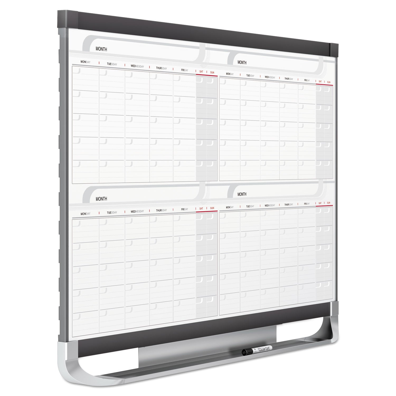 Quartet Prestige 2 Magnetic Total Erase Four-Month Calendar, 36 x 24, White Surface, Graphite Fiberboard/Plastic Frame (4MCP23P2)